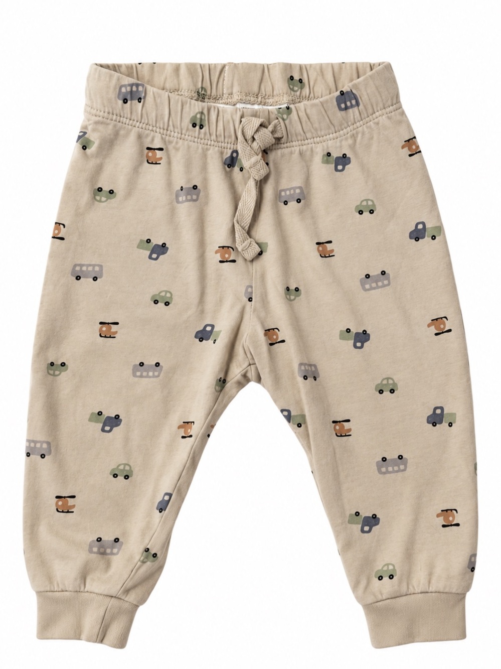 H&M Beige Car & Truck Print Joggers